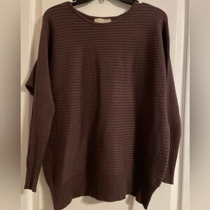 Voyelles Brown Ribbed Super Soft‎ Stretchy Sweater Top Measures Size Large